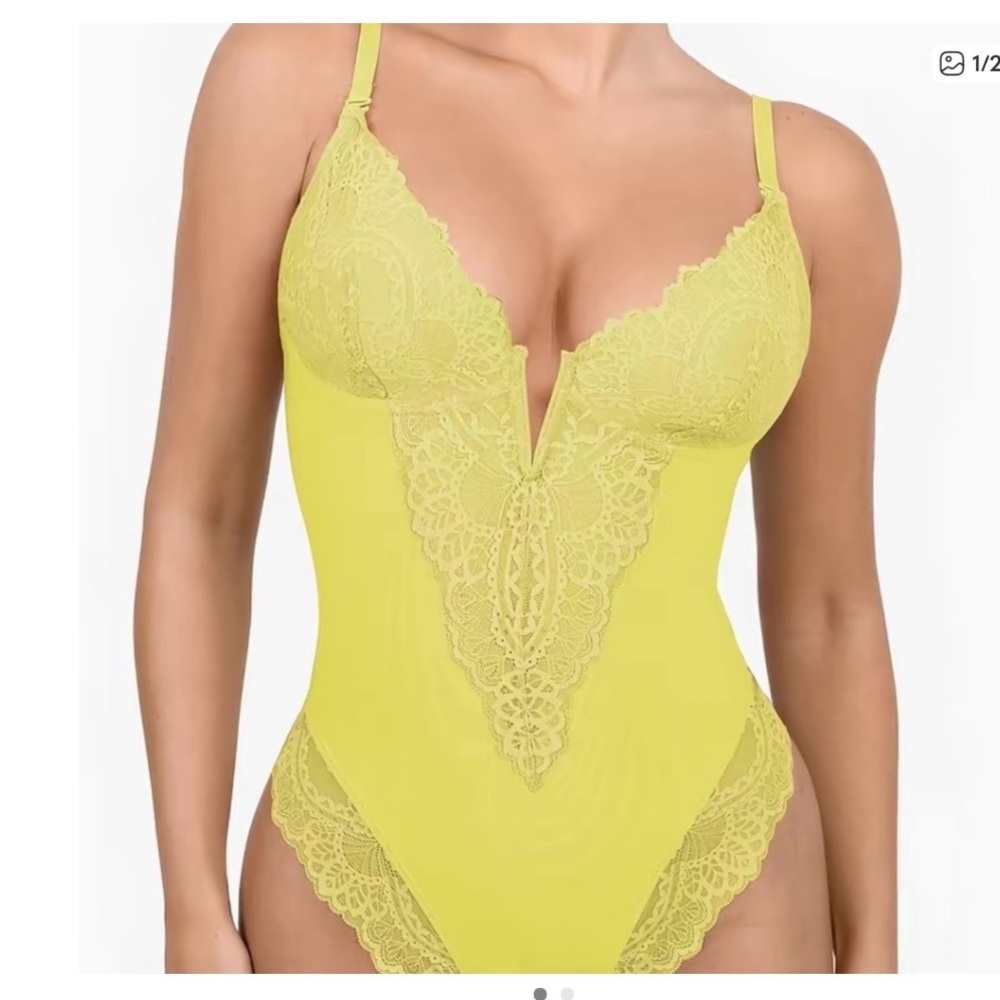 Popilush Yellow Bodysuit Shapewear XL NWT - Picture 13 of 13